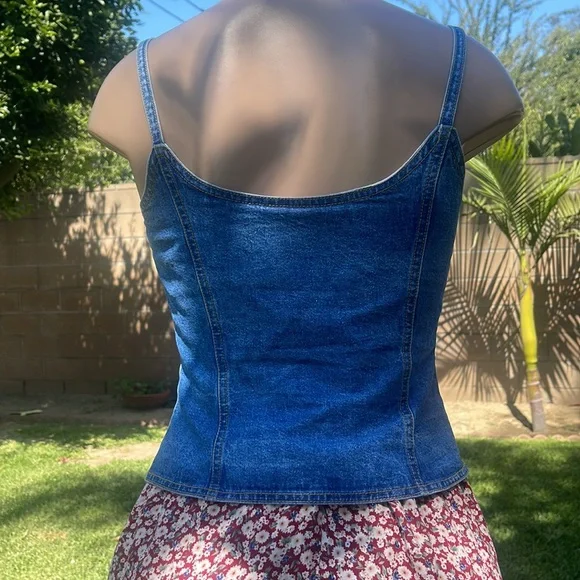 PARIS BLUES Originals, ๐ Vintage Denim Button-Up Corset Top sz 5 Womens DRESS - Picture 7 of 16